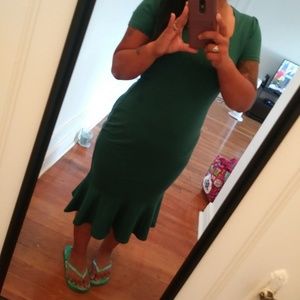 Teal colored mermaid dress